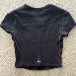 Alo Yoga Black Cap Sleeve Ribbed Crop Top Photo 2