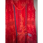 Johnny Was  Orange Embroidered Crochet Lace Tunic Top Size S Boho V Neck Light Photo 4