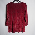Dress Barn Red Black Burnout Velvet Whimsigoth Scoop Neck Long Sleeve Boho Top 2X Floral Photo 1