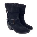 Dolce Vita Black Suede Leather Adjustable Buckle Mid Calf Moto Boots D21 Size 8 Photo 1