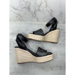 DKNY Sandals Womens Size 5 Black Ankle Strap Espadrille Open Toe Wedges New Photo 4