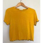 Heart & Hips Mustard Yellow Crop Top with Green Trim Size Large Photo 0