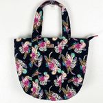 Betsey Johnson Black Paisley Print Double Straps Top Zipper Closure Tote Bag Photo 0