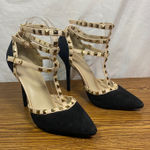 Wild Diva Studded T-Strap Heels Pointed Toe Stiletto Party Shoes Wild‎ Diva Size 8.5 Photo 0