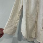 Free People Gauze Button Shirt Womens Small White Long Sleeve Oversized Boho Top Photo 3