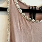 POL  Womens Taupe  Babydoll Tank Top Cream Crochet Lace Detail Size Medium Photo 5