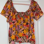The Loft NWT Tropical Flutter Tie Neck Top Photo 3