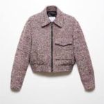 Mango  MNG tweed bomber cropped jacket NEW Size SMALL Photo 1