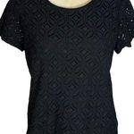 Market & Spruce  Women’s Black Eyelet Lace Front Top NWOT Photo 0