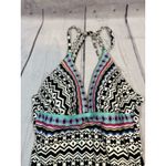 La Blanca  Size 8 One Piece Swimsuit Black White Boho Geometric Halter Back Photo 2
