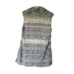 CAbi NEW  Off White Black Printed Scrollwork Sleeveless Tunic Tank Top Small Photo 2