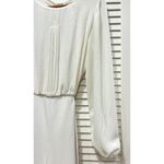 DKNY Women’s White Long-Sleeve Puff Shoulder Belted Jumpsuit 4 Office Formal Photo 4