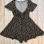 Urban Outfitters Black w/ White & Yellow Floral Details Short Sleeved Romper -XS Photo 0