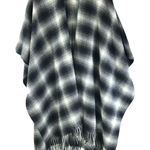 Urban Outfitters Ecote  Womens Poncho Sweater Wrap Fringe Plaid Black White Photo 0