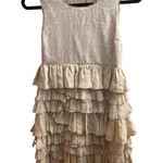 Alice + Olivia sequenced Cream Silk ruffled sleevless dress size small Photo 0