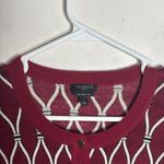 Talbots  Merino Wool  Crewneck Button Closure Cardigan burgundy Argyle size P Photo 3