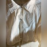 ZARA  White Cropped Jacket with Green/Navy Stripes: windbreaker type material Photo 4