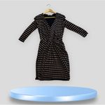 Bailey 44 Arcade Dress Stripe Midi Quarter Sleeves Grey Black Size Small Photo 3