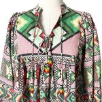 Farm Rio Amulet Embroidered Beaded Tassel Bohemian Midi Dress Size Small Photo 1