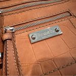 Tignanello Croc Embossed Leather Crossbody Purse Women's Tan Silver Boho Casual Photo 1