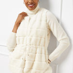 Talbots Tie Waist Faux Fur Vest medium workwear holiday occasion classic Photo 0