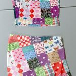 Rainbow Butterflies Paisley Patchwork Graphic Halter Top and Mini Skirt Coords Matching Set Size S 🦋✨ Multi Photo 1