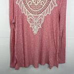 Rewind  Boho Pink Crochet Detail Ribbed Long Sleeve top XL cottagecore Photo 6