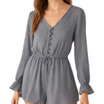 Andree by Unit Blue Gold Star Romper M Long Sleeve Boho Celestial Festival Chic Photo 0