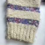 Handmade  Sweater Chunky Striped Women Cream Purple Cozy Fairycore Autumn Unique Photo 6