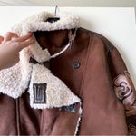 Free People  Andies Vegan Moto Jacket Embroidered Floral Brown Bear Small NWT Photo 4