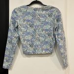 Vintage Sacha Floral Cropped Longsleeve Top Medium Sweetheart Neckline Ditsy Blue Photo 4