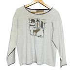 Vintage Nature Camping Outdoors Embroidered Tan Brown Sweater Size Large Photo 0