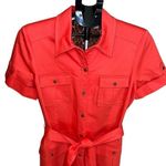 Chico's Chico’s Vibrant Coral Lined Snap Front Belted Shirt Dress Size 2.5 (L/14) Photo 1