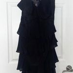 Formal Black Dress Wood Beads Strap by Robbie B Size 12 100% Cotton Lined Ruffle Photo 0