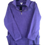 Avenue NWT  Purple Collared Quarter Zip Pullover Pockets Fleece Size 14/16 Photo 0