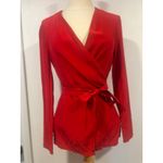 C/MEO COLLECTIVE Silk Red Wrap Blouse M Minimalist Preppy office Holiday Photo 1