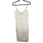 Cotton Express Express Vintage 90s White Blue Lace Bow Trim Babydoll Dress Midi Size 8 Photo 1