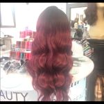 Wig deep wave human hair blende ombré burgundy Wig Photo 4