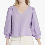 A New Day purple puff sleeve vneck crop blouse xs Photo 0