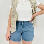 vintage light wash high waisted denim jean shorts longer inseam size 00 / 0 Blue Photo 7