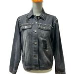 Love Tree Studded black distressed denim jacket size S Photo 0