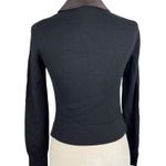 Etcetera Brown Genuine Leather Jacket Black Knit Moto Biker Short Jacket Size XS Photo 6