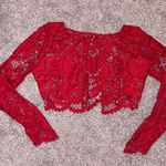 Elegant Red Lace Crop Top Photo 0