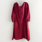 LISA BAYNE Red Grid 100% Linen Pullover Dress Kaftan Size XL Lagenlook Pockets Photo 3