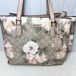 Nine West Beige Floral Tote with Pink and White Accents Photo 3