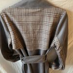 Solitaire NWT: Anthropologie  women’s Gray/Plaid Trench Vegan Suede Jacket- sz- M Photo 8