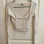 American Eagle  Crochet Cream Long Sleeve Crop Size Small Photo 0