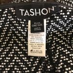 Tashon Poncho Chevron Faux Fur Trim Black/White OS Black Size undefined Photo 10