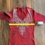 Susan Lawrence  Red Embroidered Blouse Photo 5