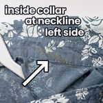 Faded Glory  Blue Floral Chambray Button Down Shirt Size Large Photo 9